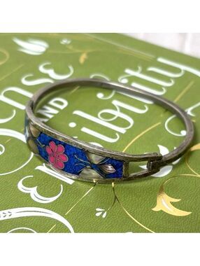 Mexican Silver Inlay Cuff Bracelet